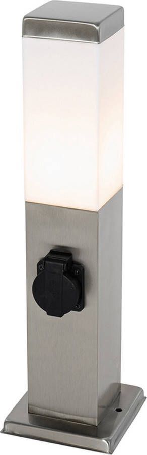 QAZQA malios Moderne Buitenlamp met stopcontact 1 lichts H 450 mm Staal Buitenverlichting