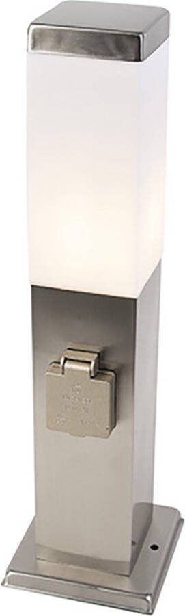 QAZQA malios Moderne Buitenlamp met stopcontact 1 lichts H 450 mm Staal Buitenverlichting
