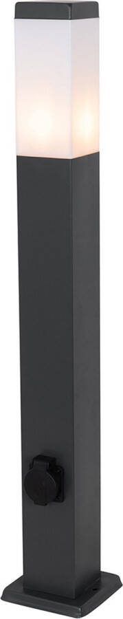 QAZQA malios Moderne Buitenlamp met stopcontact 1 lichts H 80 cm Zwart Buitenverlichting