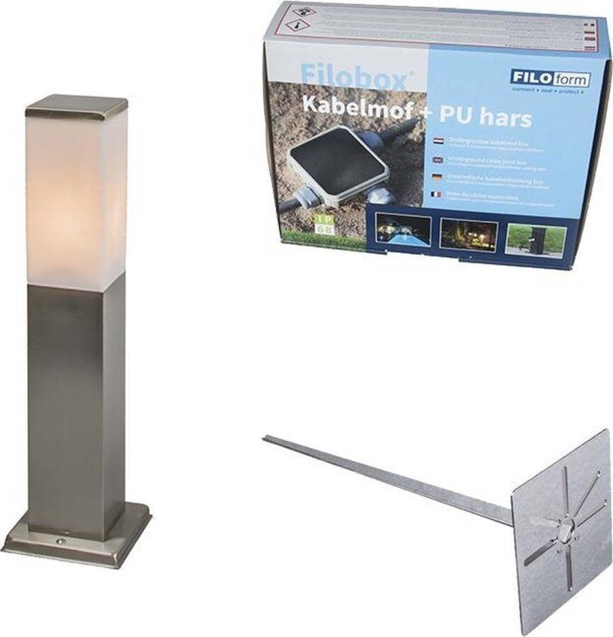 QAZQA malios Moderne Staande Buitenlamp Staande Lamp voor buiten 1 lichts H 450 mm Staal Buitenverlichting