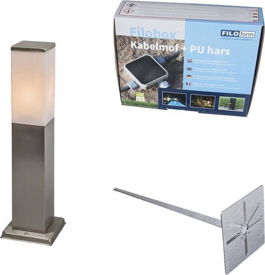 QAZQA malios Moderne Staande Buitenlamp | Staande Lamp voor buiten 1 lichts H 450 mm Staal Buitenverlichting