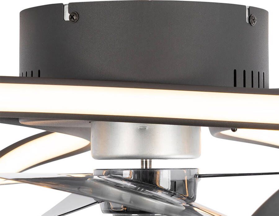QAZQA mandy Design LED Dimbare Plafondventilator met lamp met Dimmer 1 lichts Ø 55 cm Zwart Woonkamer Slaapkamer Keuken