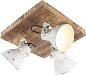 QAZQA mangoes Industriele Plafondlamp 3 lichts L 480 mm Wit Industrieel Woonkamer Slaapkamer Keuken