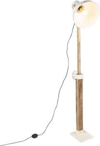 QAZQA mangoes Industriele Vloerlamp Staande Lamp 1 lichts H 1460 mm Wit Industrieel Woonkamer Slaapkamer