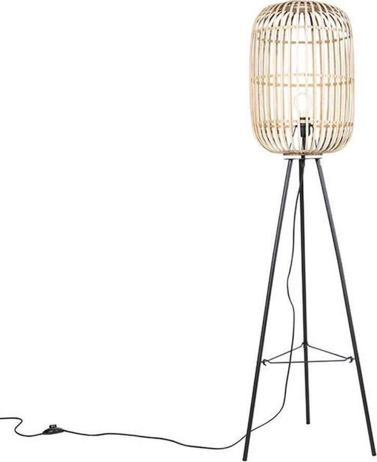 QAZQA manila Landelijkee Vloerlamp Staande Lamp 1 lichts H 1390 mm Beige Woonkamer Slaapkamer