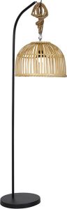 QAZQA maurice Oosterse LED Dimbare Vloerlamp | Staande Lamp met kap met Dimmer 1 lichts H 170 cm Naturel Buitenverlichting