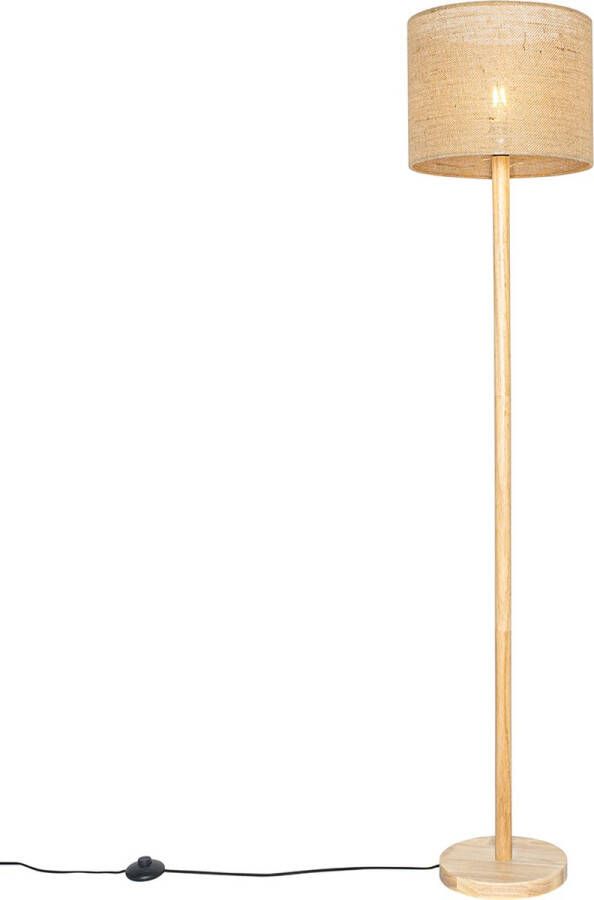 QAZQA mels Landelijke Vloerlamp Staande Lamp 1 lichts H 151 cm Naturel Woonkamer Slaapkamer Keuken