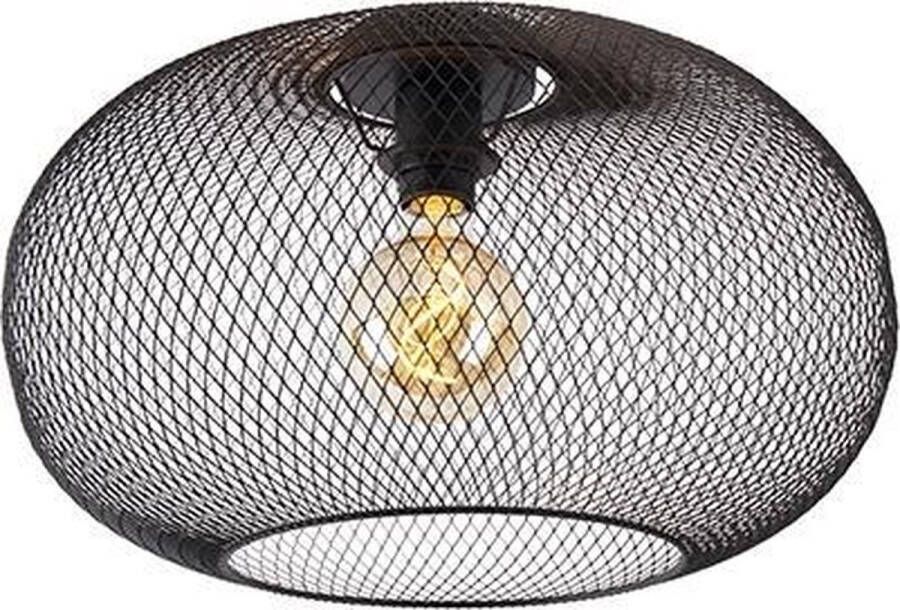 QAZQA mesh_ball Plafondlamp 1 lichts Ø 45 cm Zwart