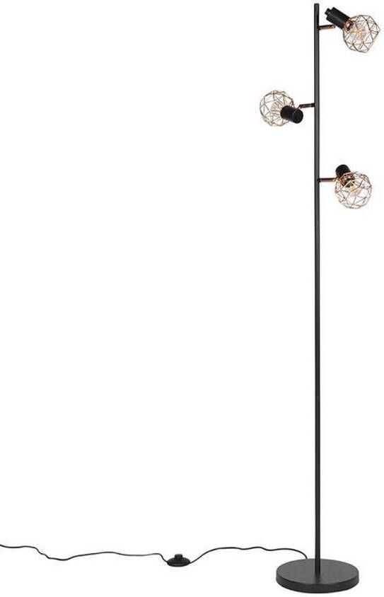 QAZQA mesh Moderne Vloerlamp Staande Lamp 3 lichts H 1580 mm Koper Woonkamer Slaapkamer