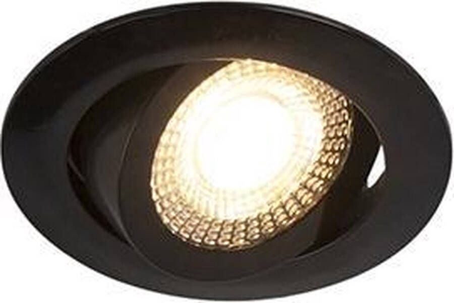 QAZQA Set Van 5 Moderne Inbouwspots Zwart Incl. Led 3-staps Dimbaar Mio