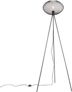 QAZQA molly Industriele Tripod driepoot vloerlamp Staande Lamp 1 lichts H 1550 mm Zwart Industrieel Woonkamer Slaapkamer