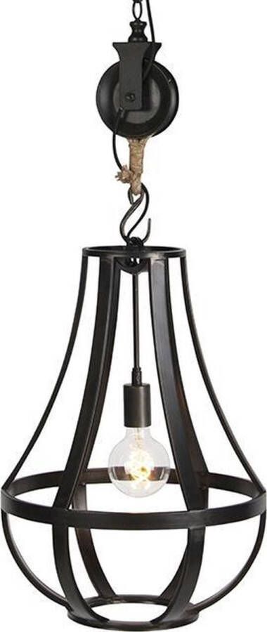 QAZQA morgana Hanglamp met lampenkap 1 lichts H 1850 mm Zwart