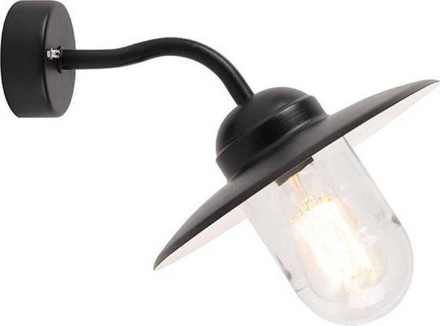QAZQA munich Industriele Wandlamp voor buiten 1 lichts D 360 mm Zwart Industrieel Buitenverlichting