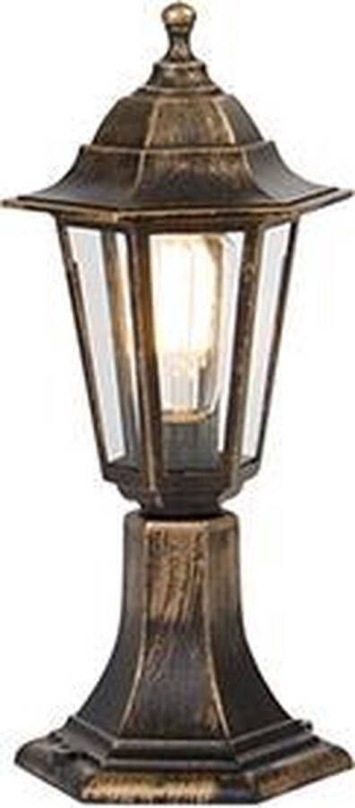 QAZQA new haven Klassieke Staande Buitenlamp | Staande Lamp voor buiten 1 lichts H 422 mm Goud messing Buitenverlichting