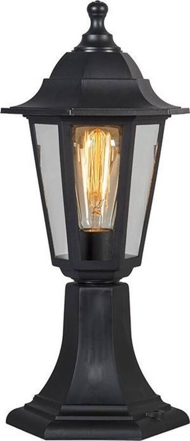 QAZQA new haven Klassieke Staande Buitenlamp | Staande Lamp voor buiten 1 lichts H 422 mm Zwart Buitenverlichting