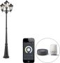 QAZQA new orleans Landelijke Dimbare LED Smart Staande Buitenlamp Staande Lamp voor buiten incl. wifi met Dimmer 3 lichts H 223 cm Zwart Buitenverlichting - Thumbnail 2