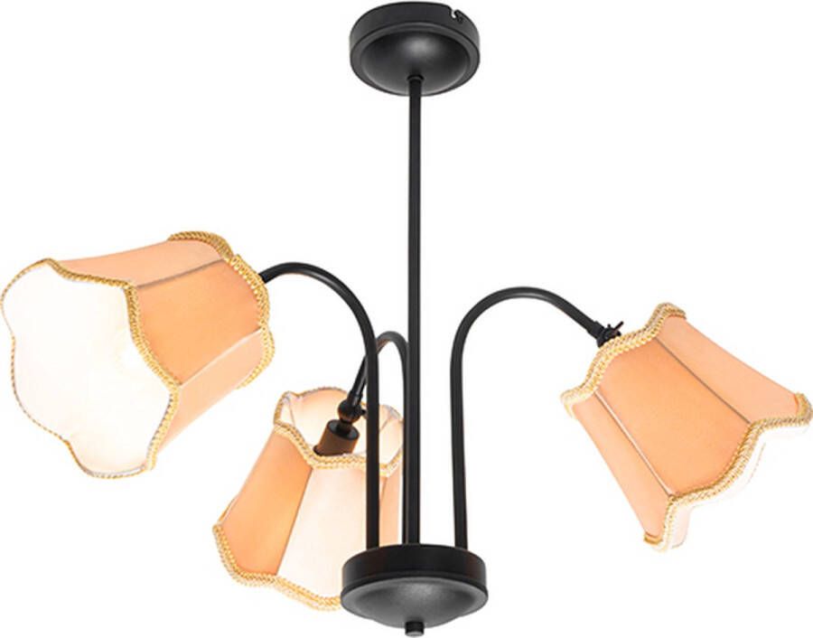 QAZQA nona Klassieke Plafondlamp 3 lichts Ø 70 cm Goud messing Woonkamer Slaapkamer