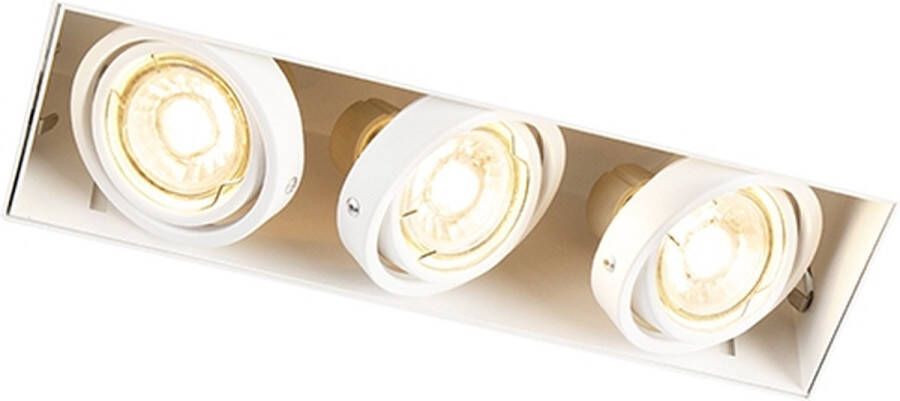 QAZQA oneon trimless 50 Design Inbouwspot 3 lichts L 269 mm Wit Woonkamer | Slaapkamer | Keuken
