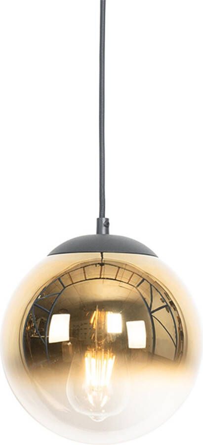 QAZQA pallon Art Deco Hanglamp 1 lichts Ø 20 cm Zwart Goud Woonkamer Slaapkamer Keuken