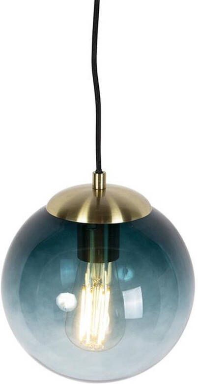 QAZQA pallon Art Deco Hanglamp 1 lichts Ø 200 mm Blauw Woonkamer Slaapkamer Keuken