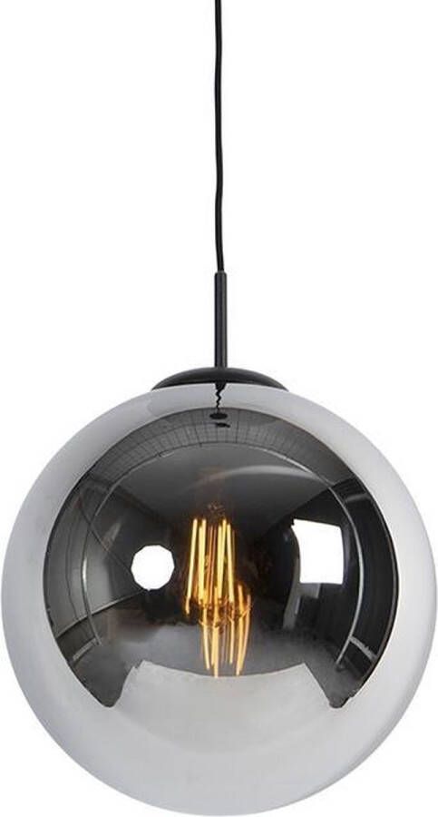 QAZQA pallon Art Deco Hanglamp 1 lichts Ø 30 cm Chroom Woonkamer Slaapkamer Keuken