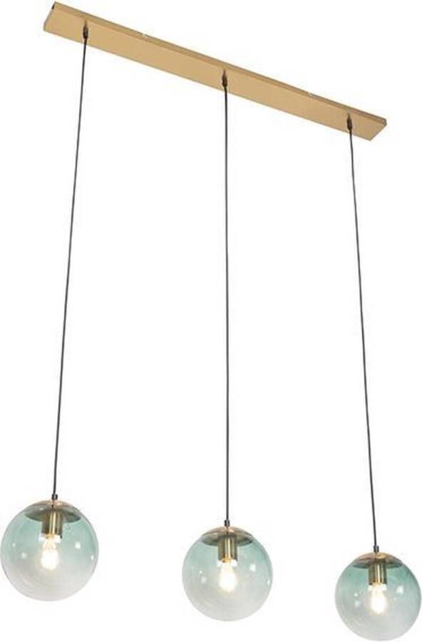 QAZQA pallon Art Deco Hanglamp eettafel voor boven de eettafel in eetkamer 3 lichts L 1000 mm Groen Woonkamer Slaapkamer Keuken