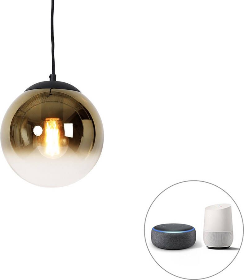 QAZQA pallon Art Deco LED Dimbare Smart Hanglamp incl. wifi met Dimmer 1 lichts Ø 20 cm Goud Woonkamer Slaapkamer Keuken