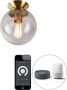 QAZQA 106262 pallon Art Deco LED Smart Plafondlamp incl. wifi 1 lichts Ø 20 cm Goud messing Woonkamer Slaapkamer Keuken - Thumbnail 1