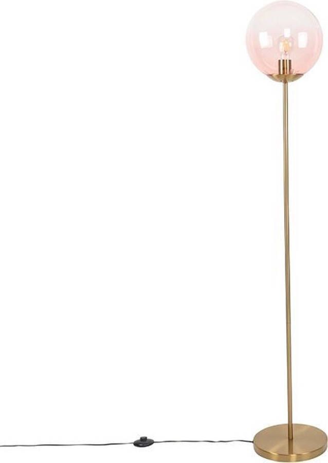 QAZQA pallon Art Deco Vloerlamp Staande Lamp 1 lichts H 1430 mm Roze Woonkamer Slaapkamer Keuken