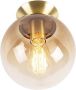 QAZQA Art Deco Plafondlamp Messing Met Smoke Glas Pallon - Thumbnail 1