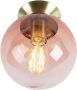 QAZQA Art Deco Plafondlamp Messing Met Roze Glas Pallon - Thumbnail 1