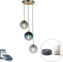 QAZQA pallon Art Deco LED Dimbare Smart Hanglamp incl. wifi met Dimmer 3 lichts Ø 45 cm Naturel Woonkamer | Slaapkamer | Keuken - Thumbnail 1