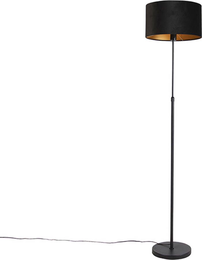 QAZQA parte fl Klassieke Dimbare LED Smart Vloerlamp Staande Lamp met kap incl. wifi met Dimmer 1 lichts H 167.5 cm Zwart Woonkamer Slaapkamer