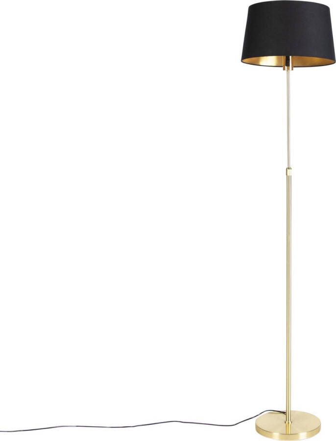 QAZQA parte fl Klassieke Vloerlamp Staande Lamp met kap 1 lichts H 1680 mm Zwart Goud Woonkamer Slaapkamer Keuken