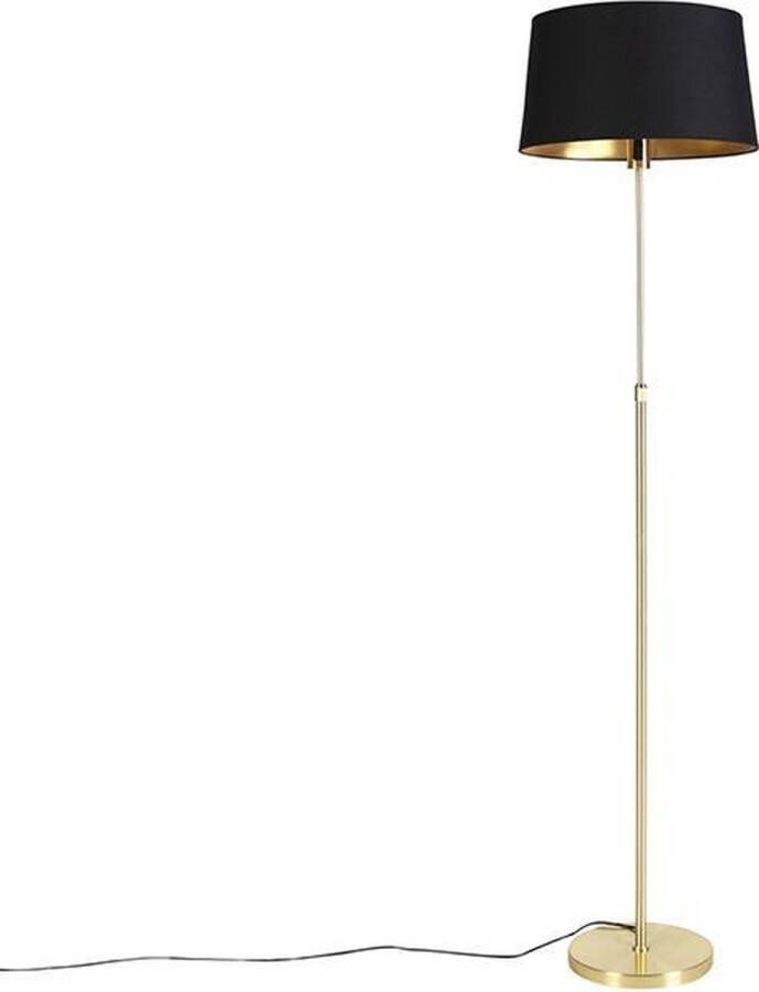 QAZQA parte fl Klassieke Vloerlamp Staande Lamp met kap 1 lichts H 1720 mm Zwart Goud Woonkamer Slaapkamer Keuken