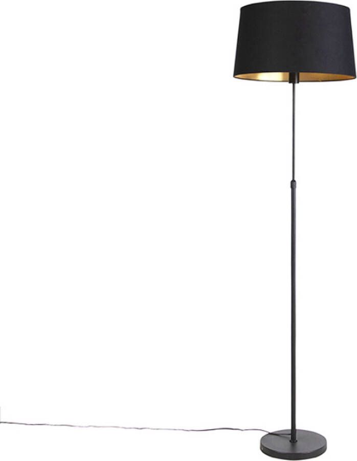 QAZQA parte fl Klassieke Vloerlamp Staande Lamp met kap 1 lichts H 1730 mm Zwart Woonkamer Slaapkamer