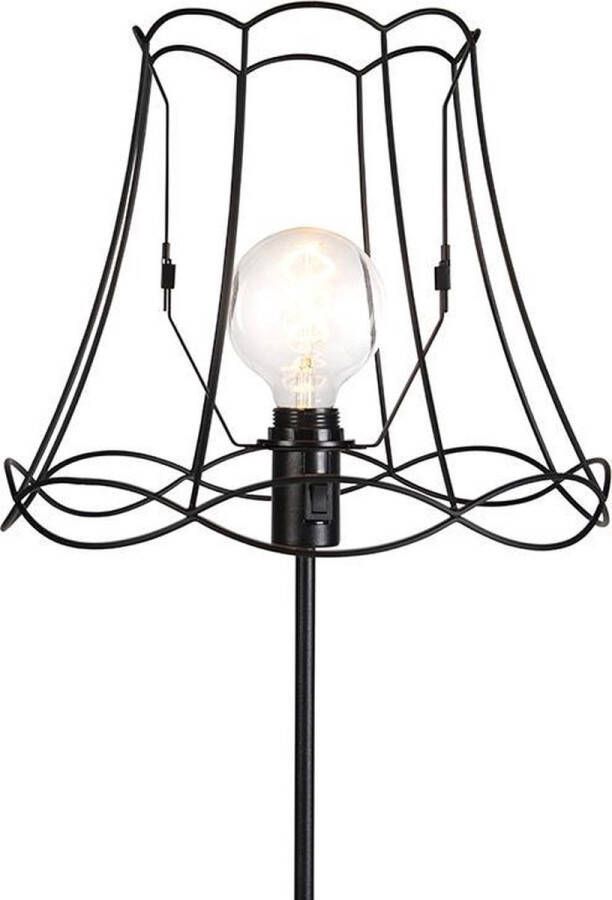QAZQA parte fl Klassieke Vloerlamp Staande Lamp met kap 1 lichts H 1750 mm Zwart Woonkamer Slaapkamer