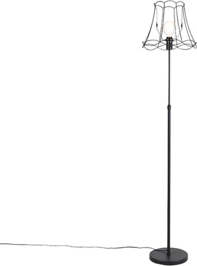 QAZQA parte fl Klassieke Vloerlamp Staande Lamp met kap 1 lichts H 1750 mm Zwart Woonkamer Slaapkamer