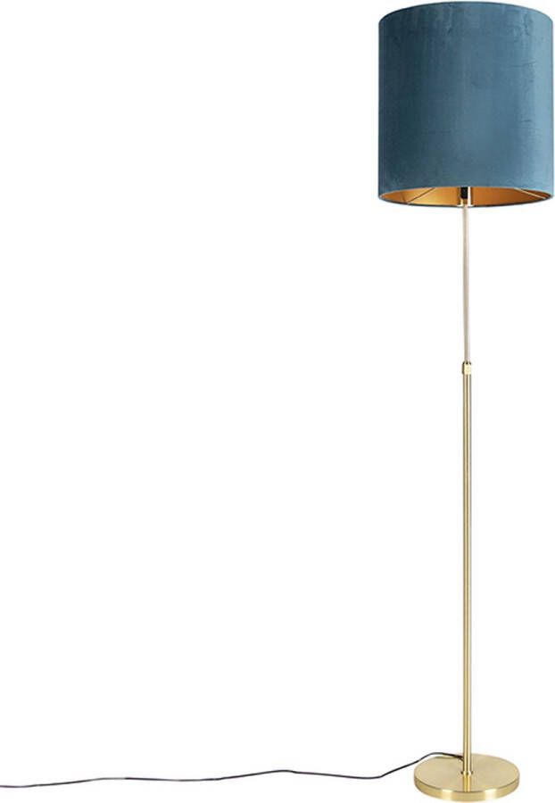 QAZQA parte fl Klassieke Vloerlamp Staande Lamp met kap 1 lichts H 1865 mm Blauw Woonkamer Slaapkamer Keuken