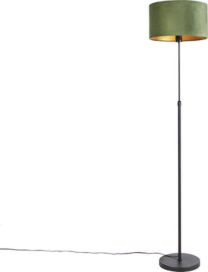 QAZQA parte fl Landelijke Vloerlamp Staande Lamp met kap 1 lichts H 1675 mm Zwart Goud Woonkamer Slaapkamer