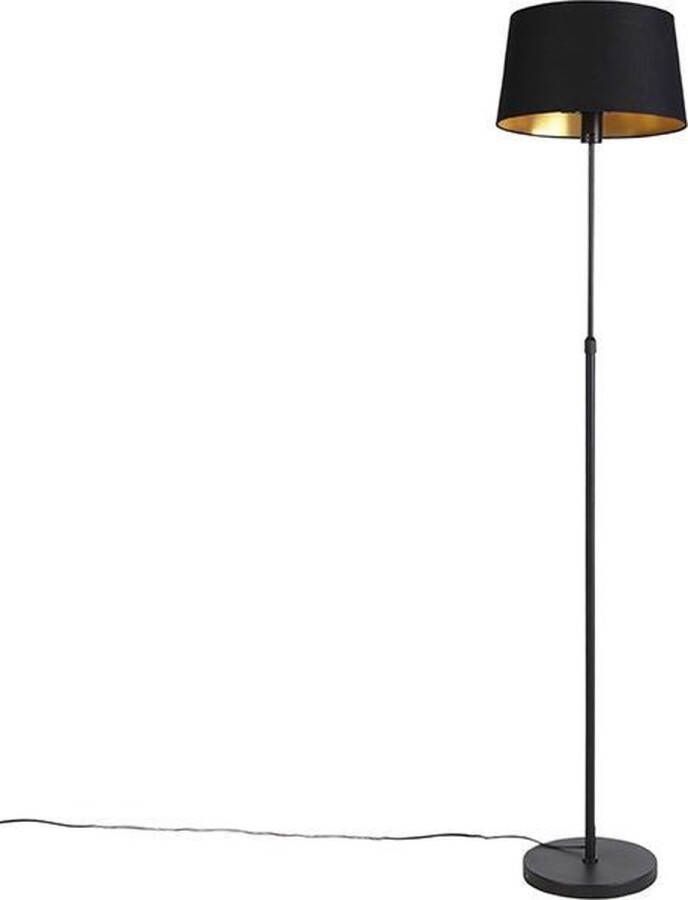 QAZQA parte fl Klassieke Vloerlamp Staande Lamp met kap 1 lichts H 1680 mm Zwart Woonkamer Slaapkamer