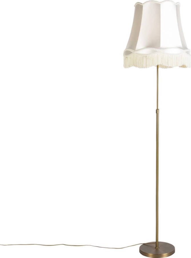 QAZQA parte fl Landelijkee Vloerlamp Staande Lamp met kap 1 lichts H 1800 mm Crème Woonkamer Slaapkamer Keuken