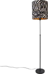 QAZQA parte Klassieke Vloerlamp Staande Lamp met kap 1 lichts H 191 cm Zebra print Woonkamer Slaapkamer