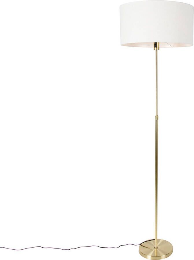 QAZQA parte stof Design Vloerlamp Staande Lamp met kap 1 lichts H 173 cm Goud messing Woonkamer Slaapkamer Keuken