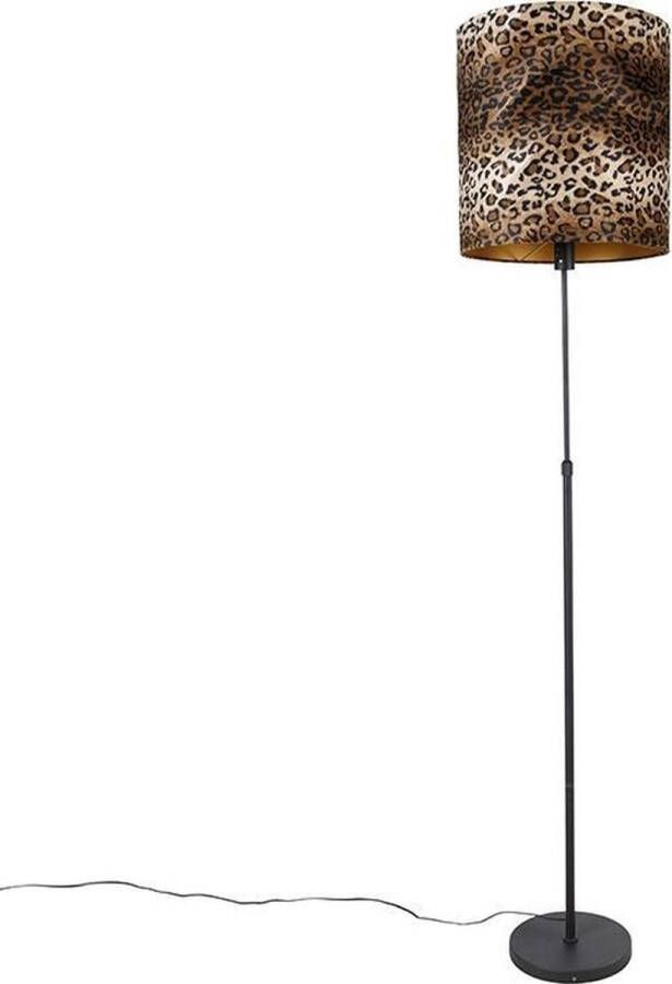 QAZQA parte Vloerlamp met lampenkap 1 lichts H 191 cm Luipaard print