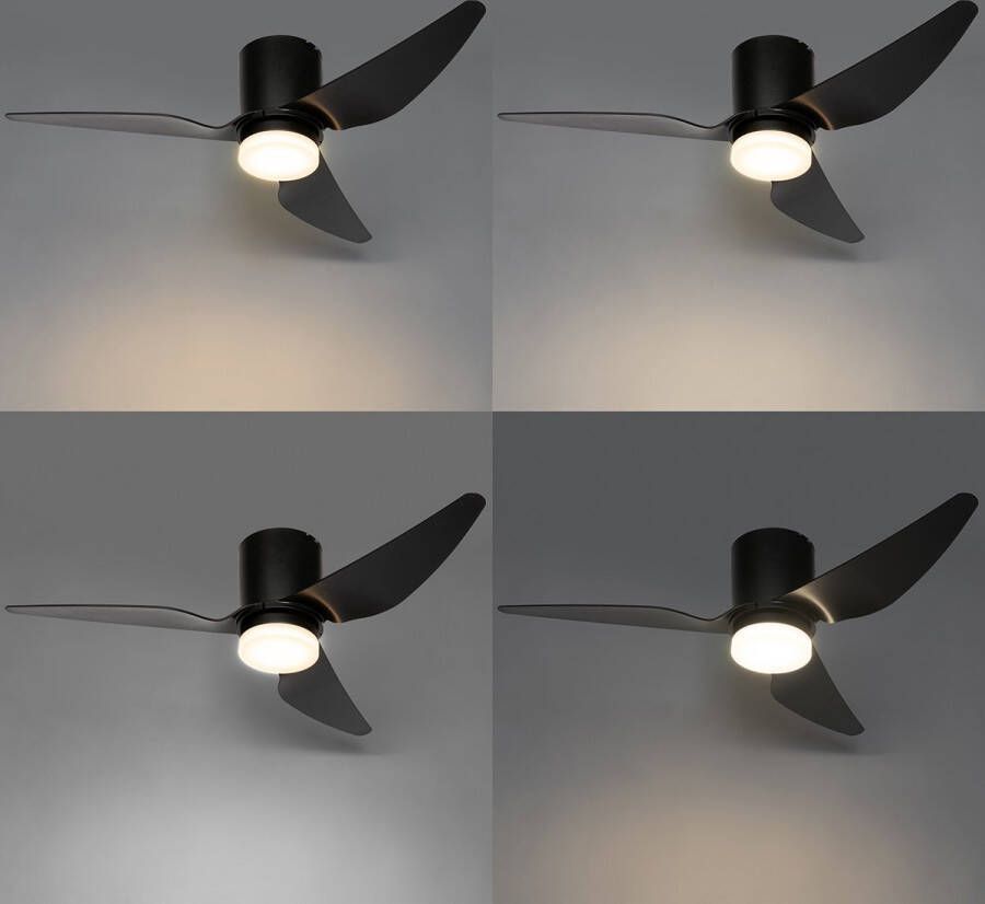 QAZQA patty Dimbare LED Plafondventilator met Verlichting Lamp en Afstandsbediening 1 lichts Ø 123 cm Zwart Woonkamer Slaapkamer Keuken