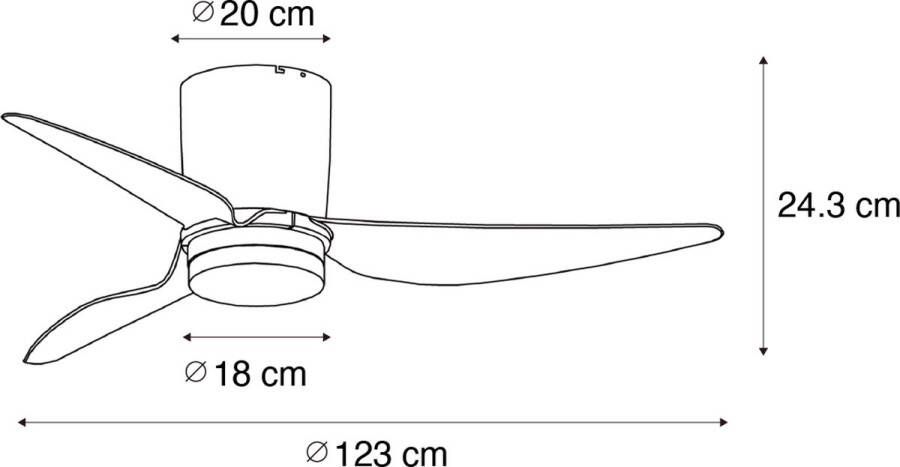 QAZQA patty Dimbare LED Plafondventilator met Verlichting Lamp en Afstandsbediening 1 lichts Ø 123 cm Wit Woonkamer Slaapkamer Keuken