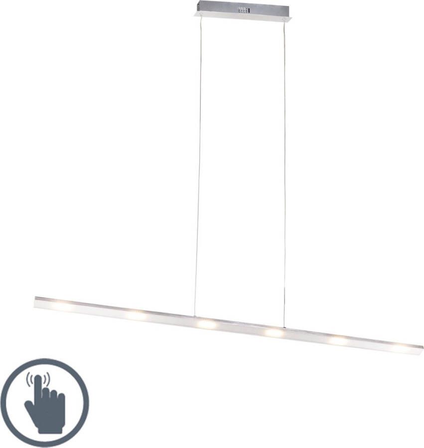 QAZQA Design hanglamp staal met touch-dimmer incl. LED Platina