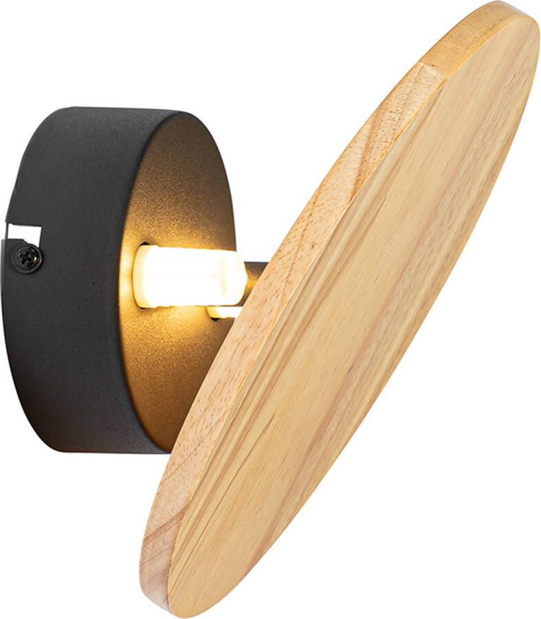 QAZQA pulley Landelijke Wandlamp voor binnen 2 lichts D 9.5 cm Naturel Woonkamer Slaapkamer Keuken