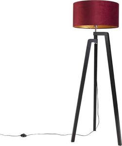 QAZQA puros Klassieke Vloerlamp Staande Lamp met kap 1 lichts H 1510 mm Rood Woonkamer Slaapkamer